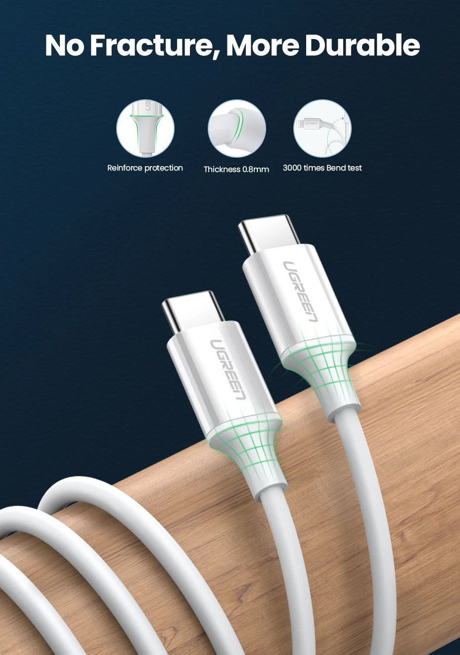 Ugreen 60w USB type C to USB C pd fast charging cable 3A max 1m | PRIX