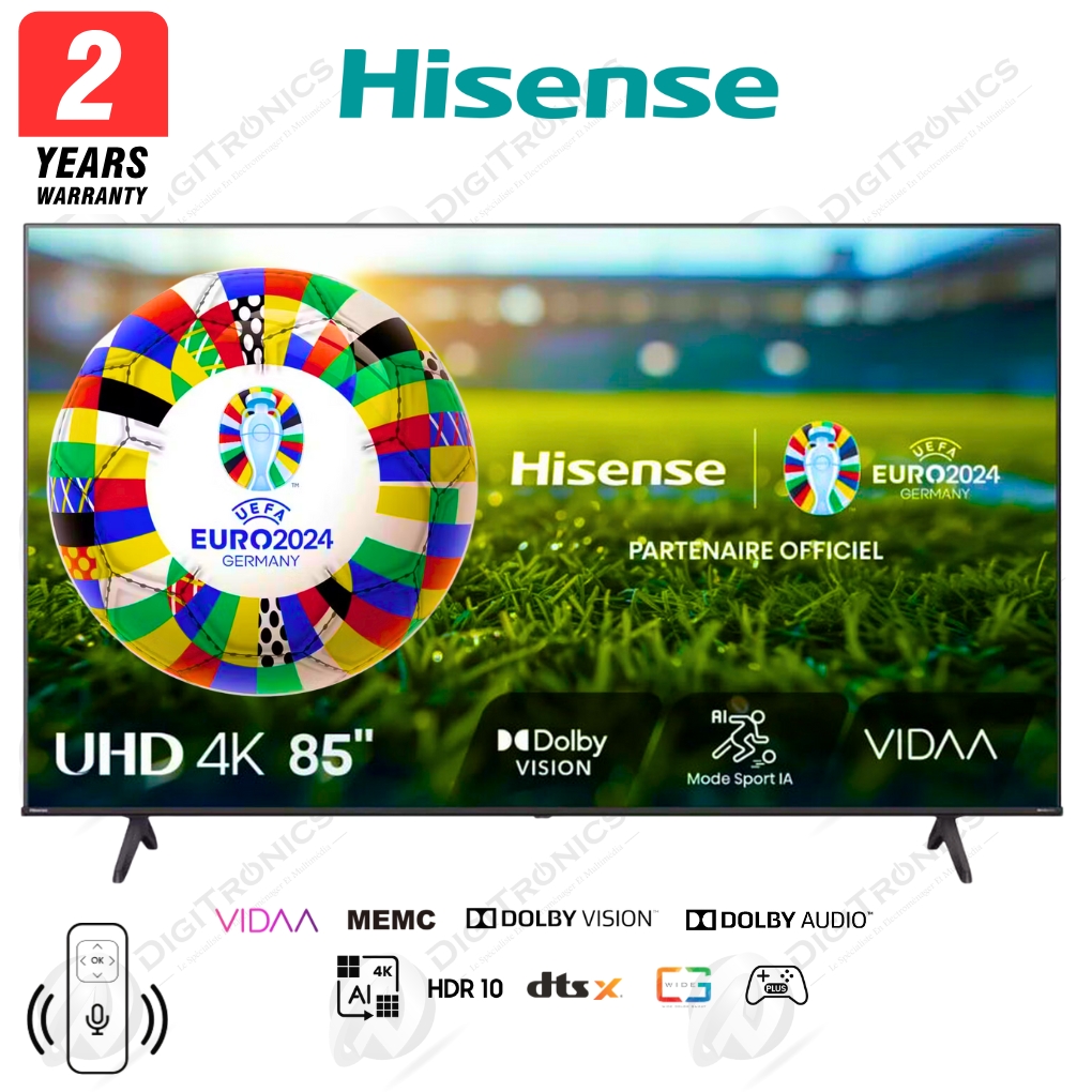 HISENSE 85 SMART TV 4K Ultra HD VIDAA  - Série A6NT - 4K AI  - Dolby Vision - 50-60 Hz - 85A6N