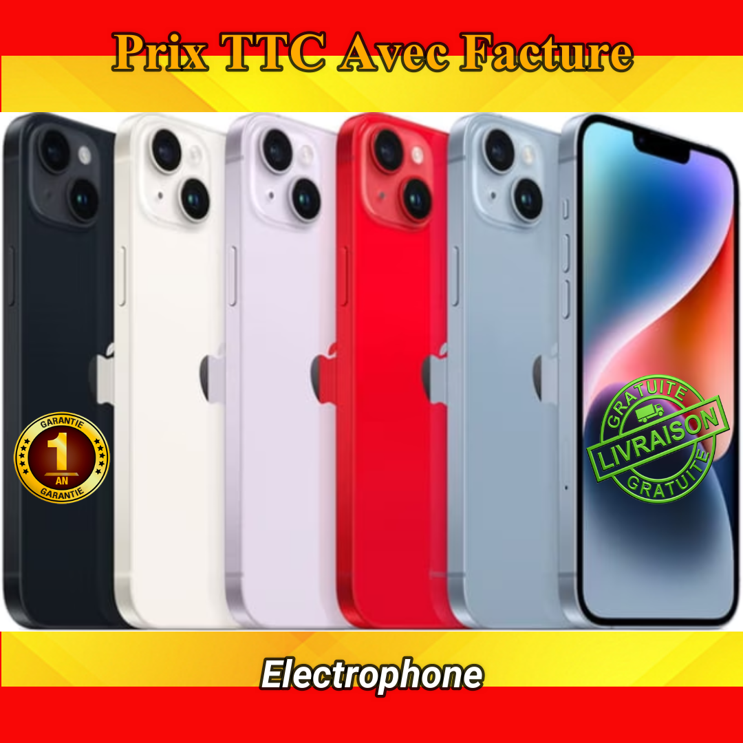 Apple iPhone 14+ Plus, 128 Go Version Europe | Prix Facture