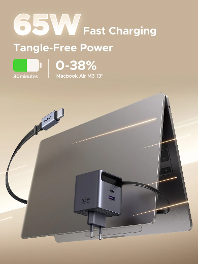 UGREEN GaN 65W Fast Charger USB-C RETRACTABLE – Prix