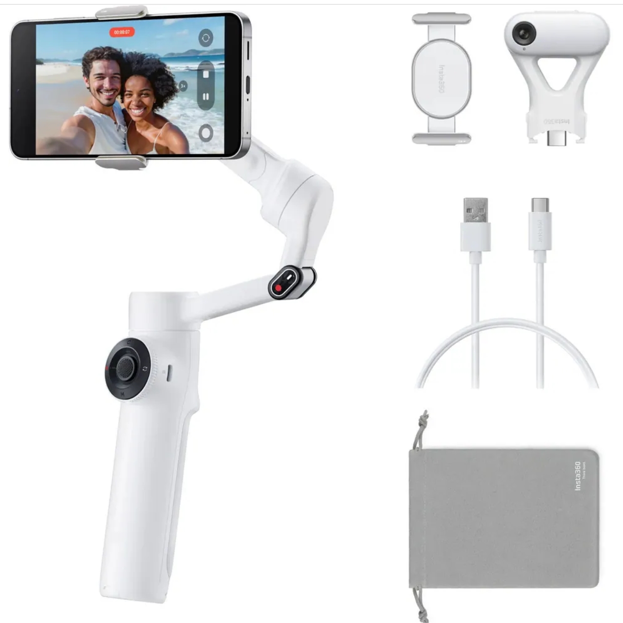  Insta360 Flow 2 AI Tracker Bundle Blanc 6977644763384 – Prix