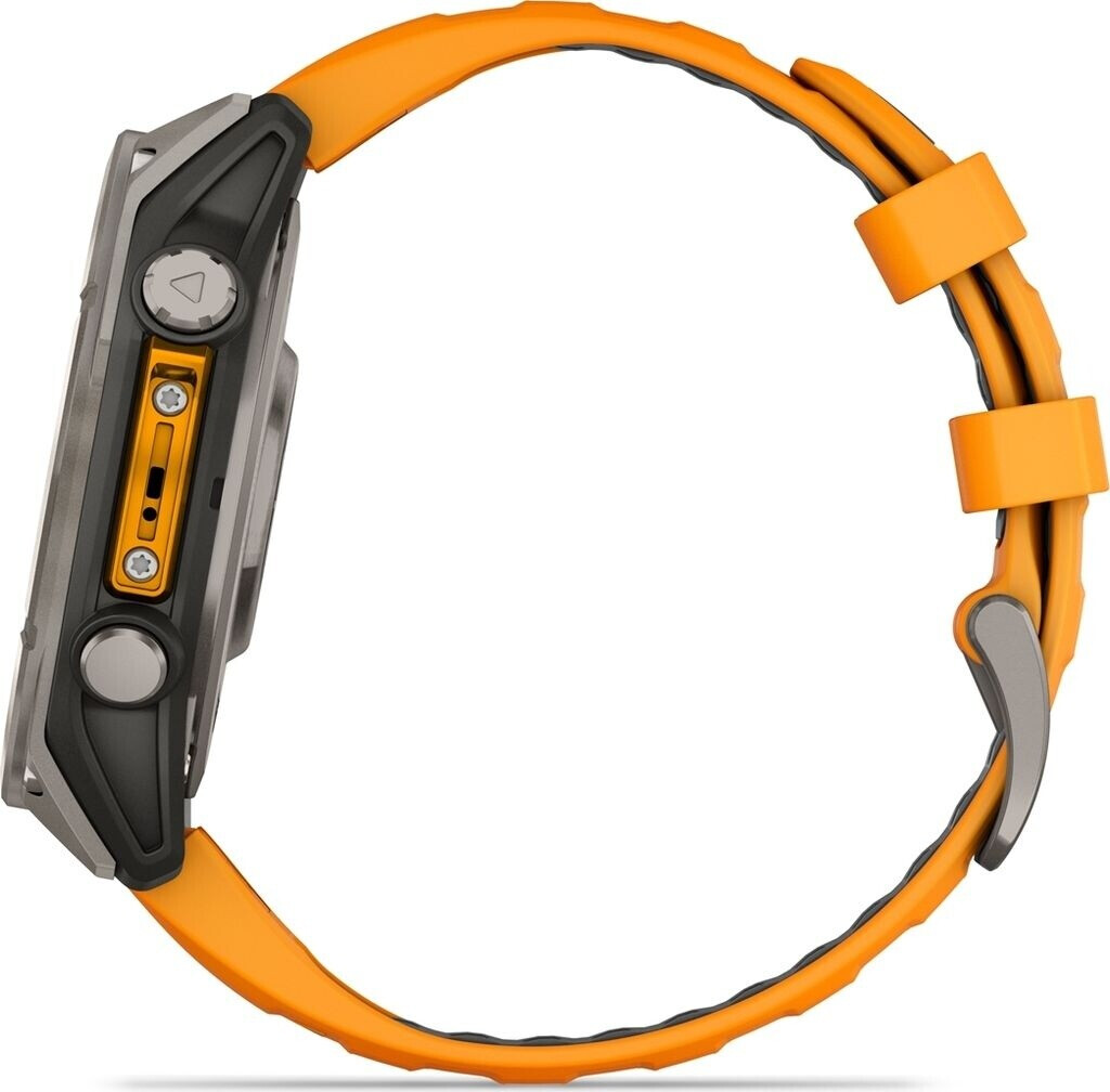 Garmin Fenix 8 47MM Solar Sapphire Multisport GPS watch Titanium avec bracelet en silicone orange/graphite