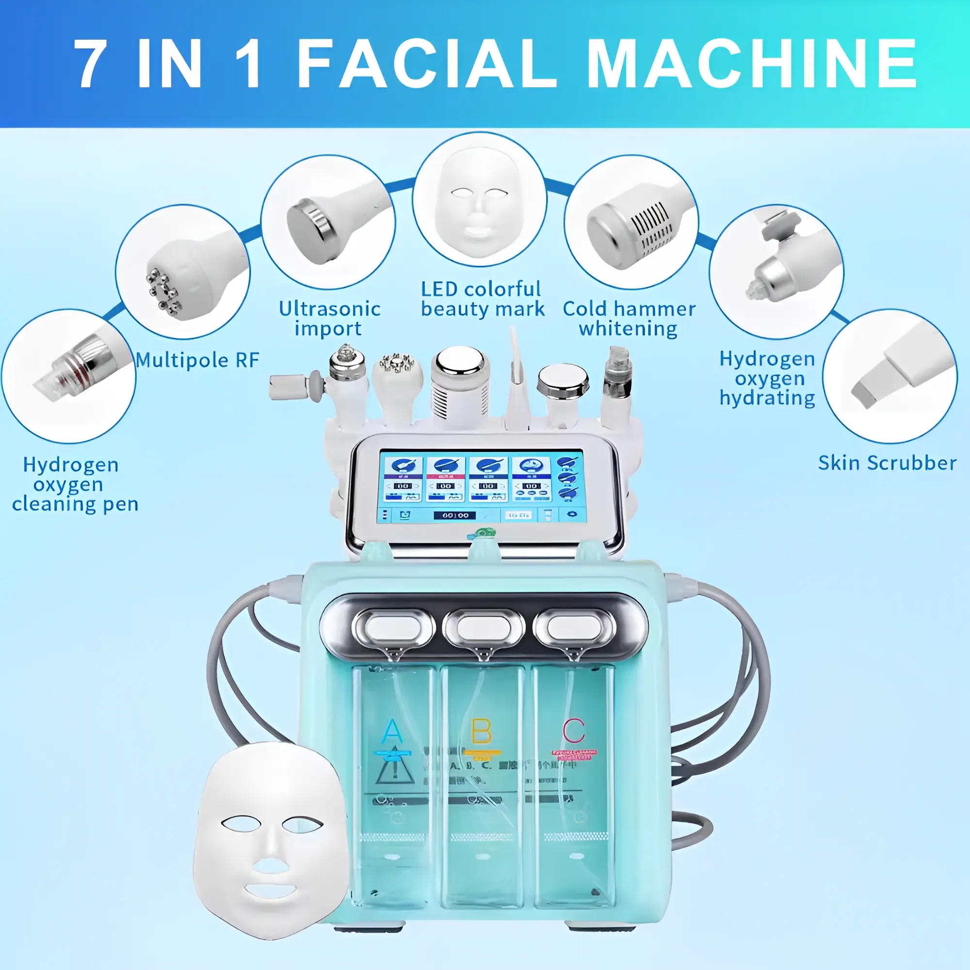 Appareil Hydrafacial 7-en-1 Professionnel – Soin Complet du Visage – Technologie Avancée