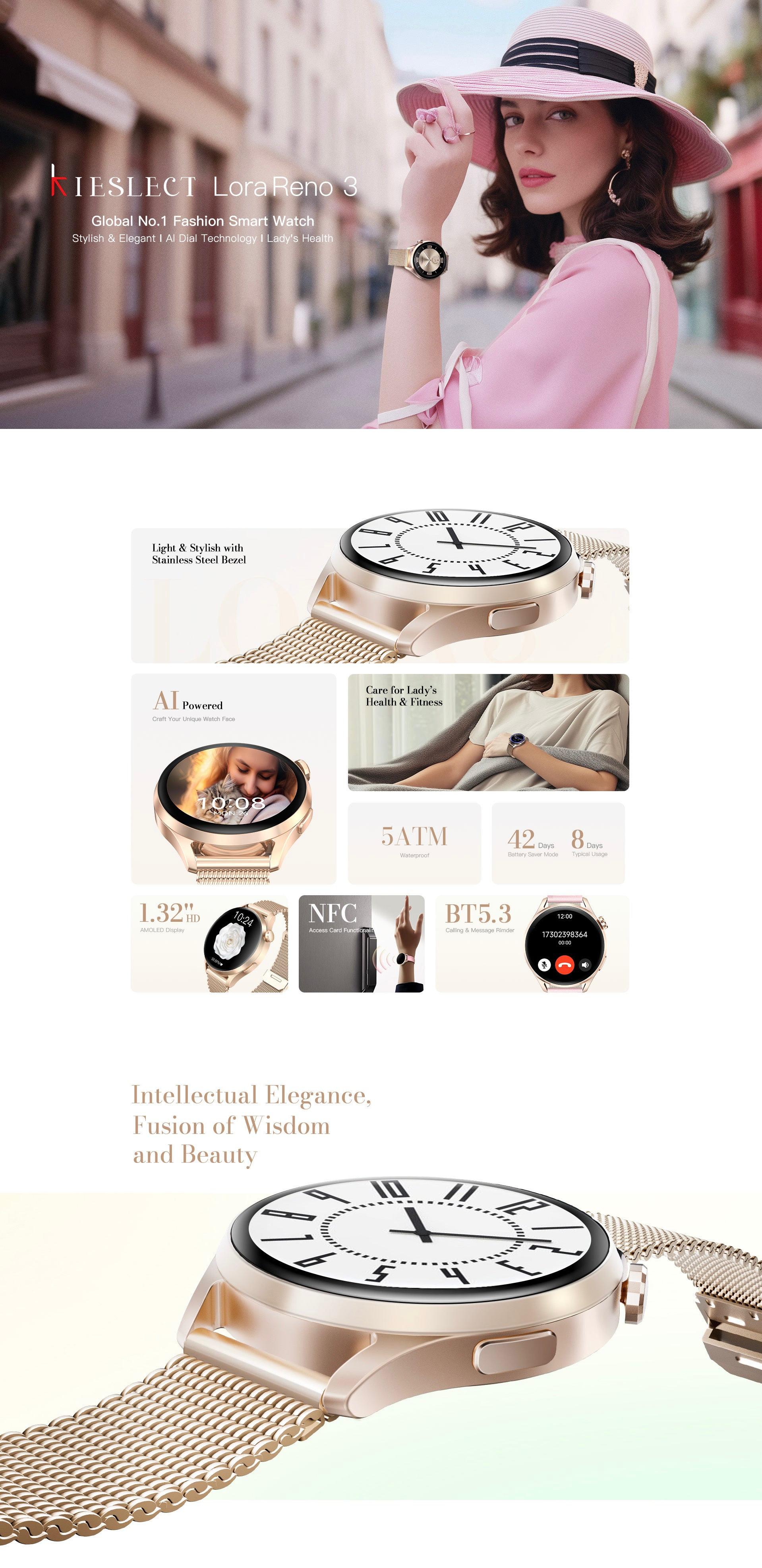Kieslect Lady Smart Watch Lora Reno 3 NFC – Prix
