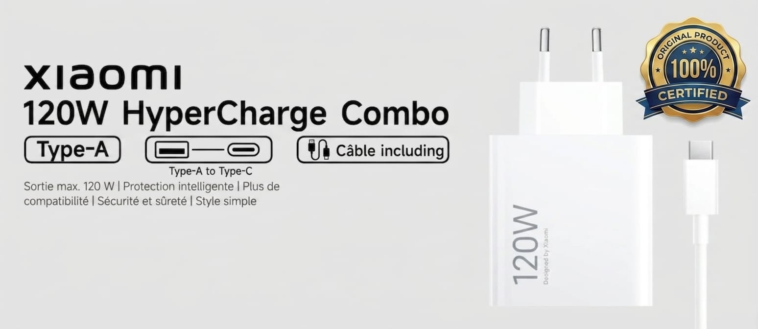 Chargeur Xiaomi 120W HyperCharge Original – Câble Type-C