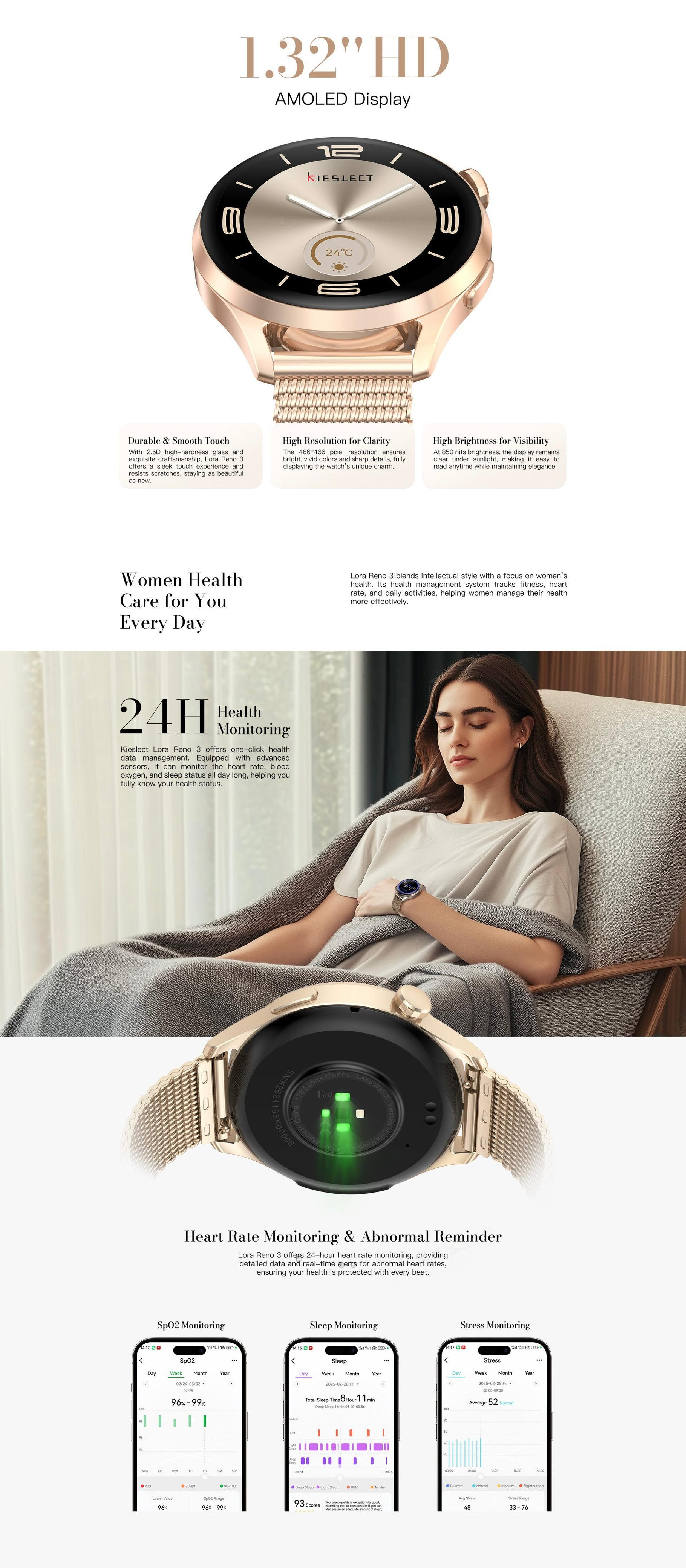 Kieslect Lady Smart Watch Lora Reno 3 NFC – Prix