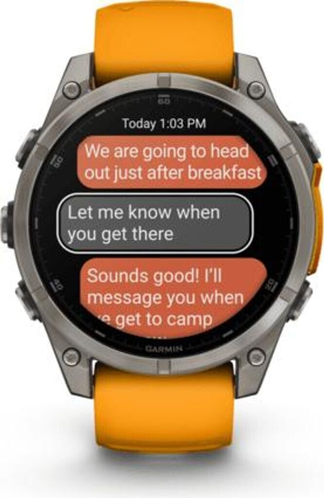 Garmin Fenix 8 47MM Solar Sapphire Multisport GPS watch Titanium avec bracelet en silicone orange/graphite