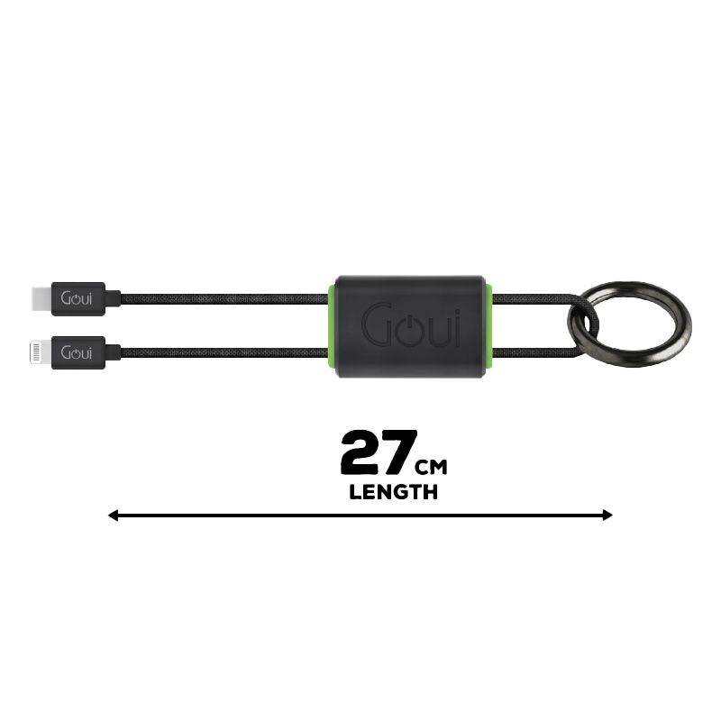 Goui Lock Câble iPhone Porte Clés Lightning vers Type C 27 cm Noir G-NT15-8PIN-KC