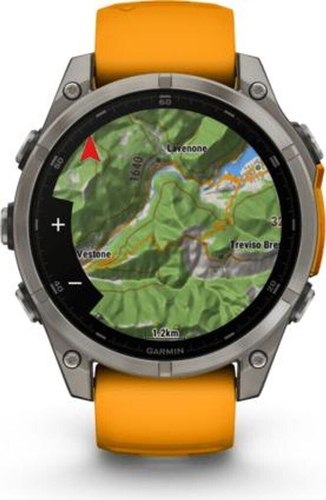 Garmin Fenix 8 47MM Solar Sapphire Multisport GPS watch Titanium avec bracelet en silicone orange/graphite
