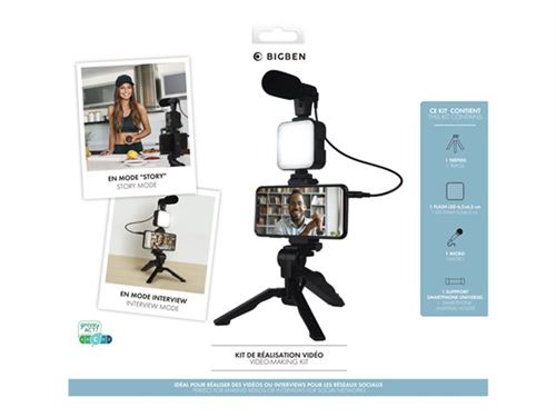 Kit Vlogging Bigben Connected Live Tripod  MICRO Led light - Prix Maroc