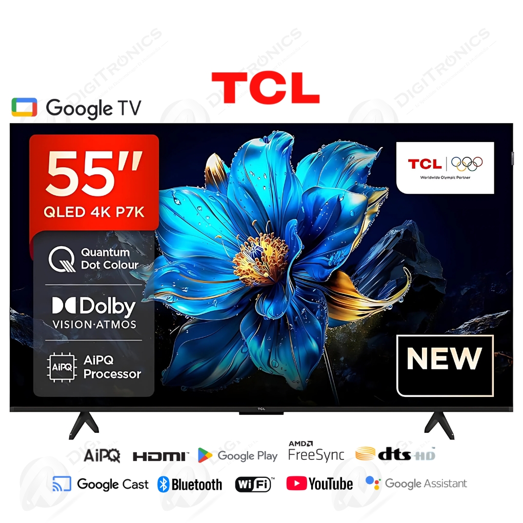 TCL 55 Smart Tv QLED 4K UHD Google tv Dolby Vision, HDR10+ 55P7K