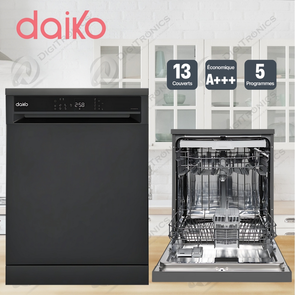 Daiko Lave-vaisselle A+++ silencieux 13 Couverts - 1900W, 5 Programmes, DW13AD3TXK