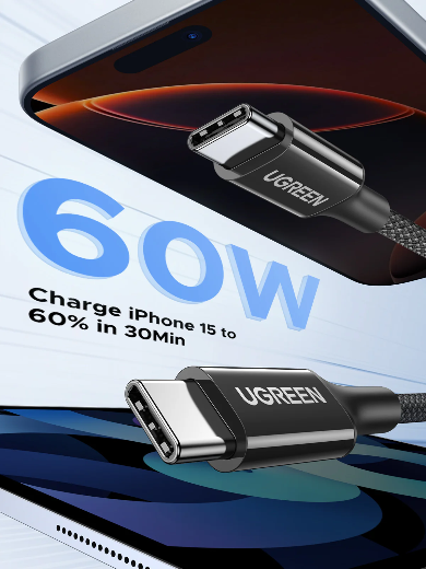 UGREEN USB-C to USB-C PD Fast Charging braide Cable 60w 3A Max 1m | PRIX