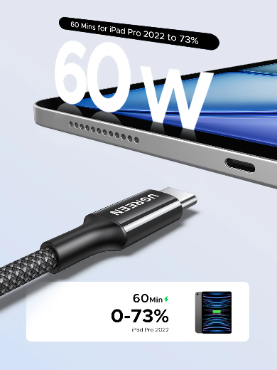 UGREEN USB-C to USB-C PD Fast Charging braide Cable 60w 3A Max 1m | PRIX