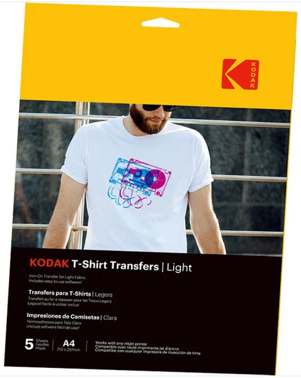 Kodak Papier Transfert Textiles Clair T-Shirt Pack 5 feuilles 850033510560 – Prix