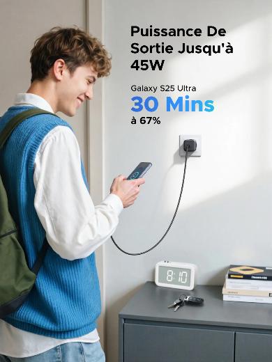 UGREEN GaN 45W Chargeur rapide USB-C+Câble 100W – Prix