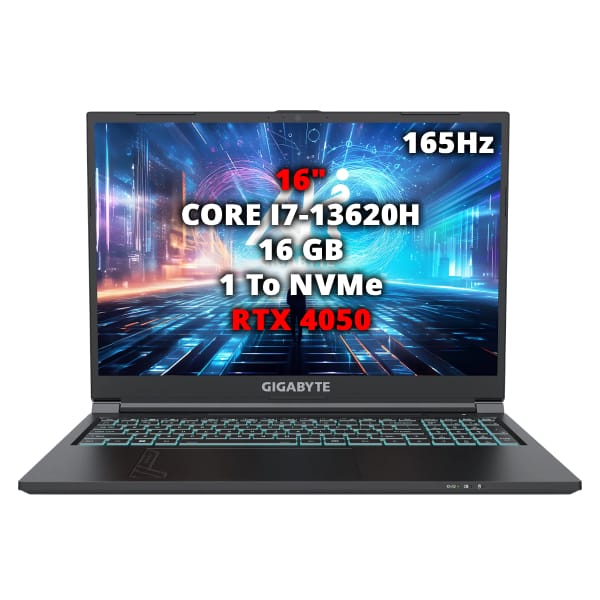 Gigabyte G6 MF Gaming Laptop i7-13620H RTX 4050 6GB 16Go RAM 1TB SSD 165Hz 