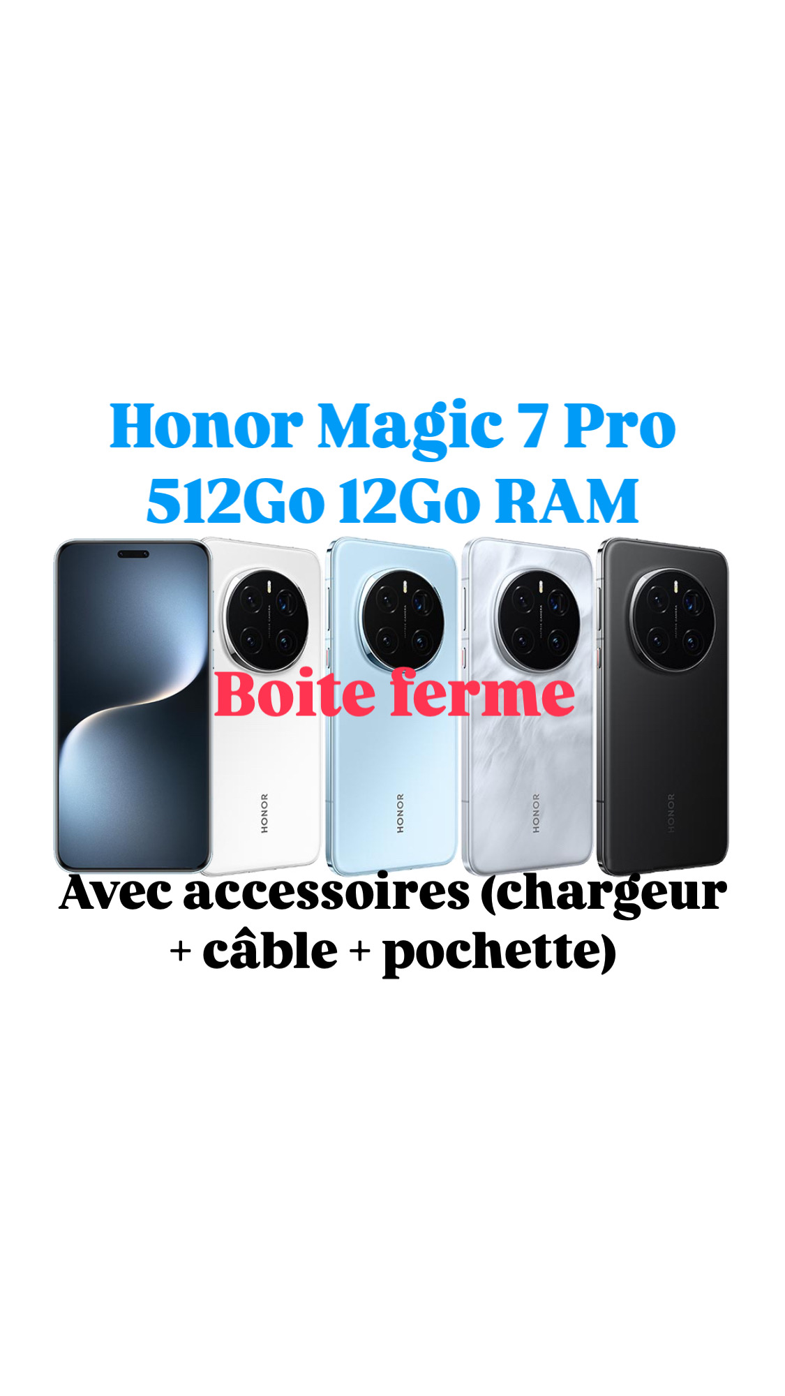 Honor Magic 7 Pro 512Go 12Go RAM Avec Chargeur – Prix Facture|Double Sim