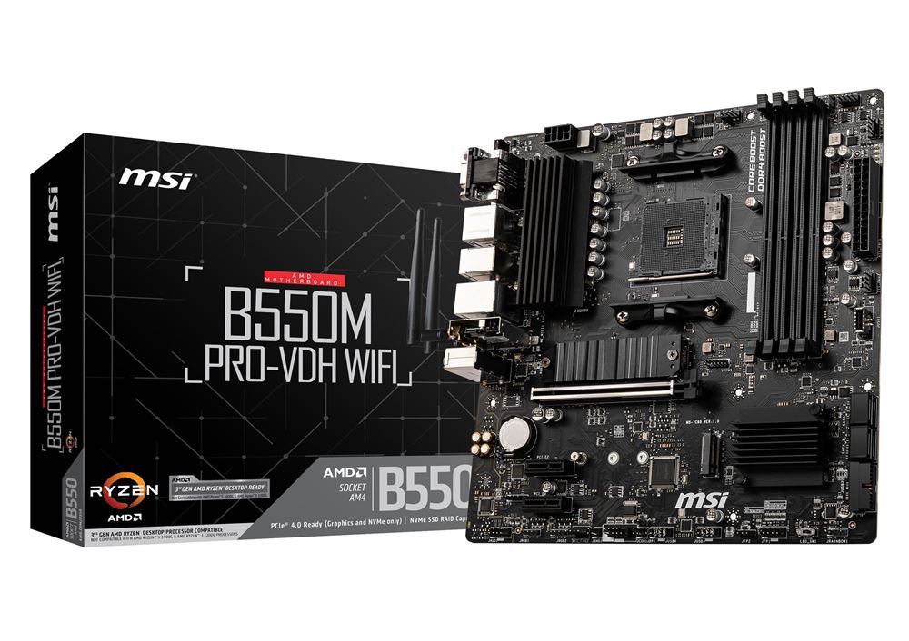 MSI B550M PRO-VDH WIFI micro ATX Socket AM4 Chipset AMD B550 4719072733698 – Prix